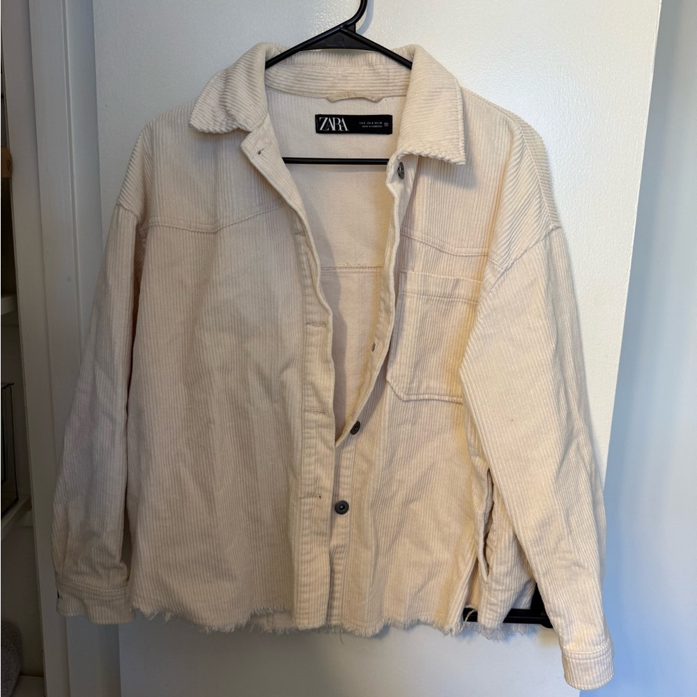 ZARA Cream Corduroy Oversized Jacket